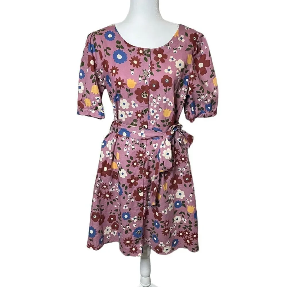 ModCloth x Princess Highway A-Line Button Front Linen Dress - Picture 1 of 6